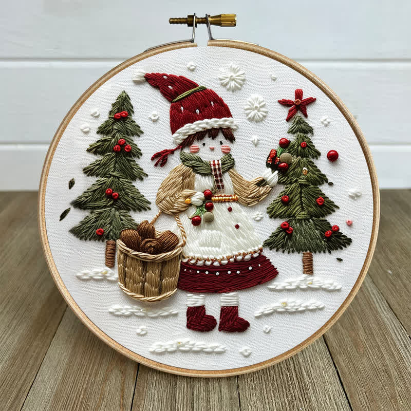 Rubbyoo Embroidery Kit - Christmas Day Girl