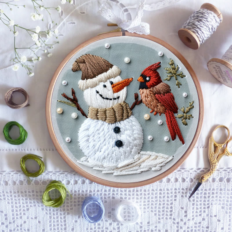 Rubbyoo Embroidery Kit-  Snowman With Bird 2
