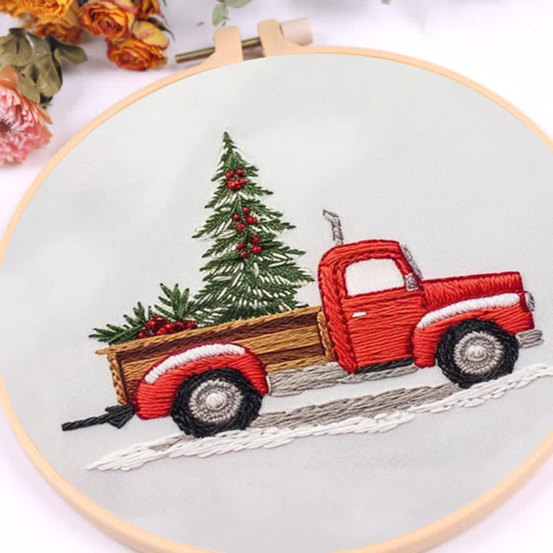 Rubbyoo Embroidery Kit - Red Truck Christmas