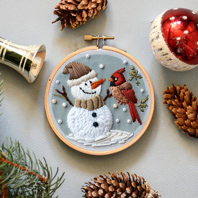 Rubbyoo Embroidery Kit-  Snowman With Bird 2