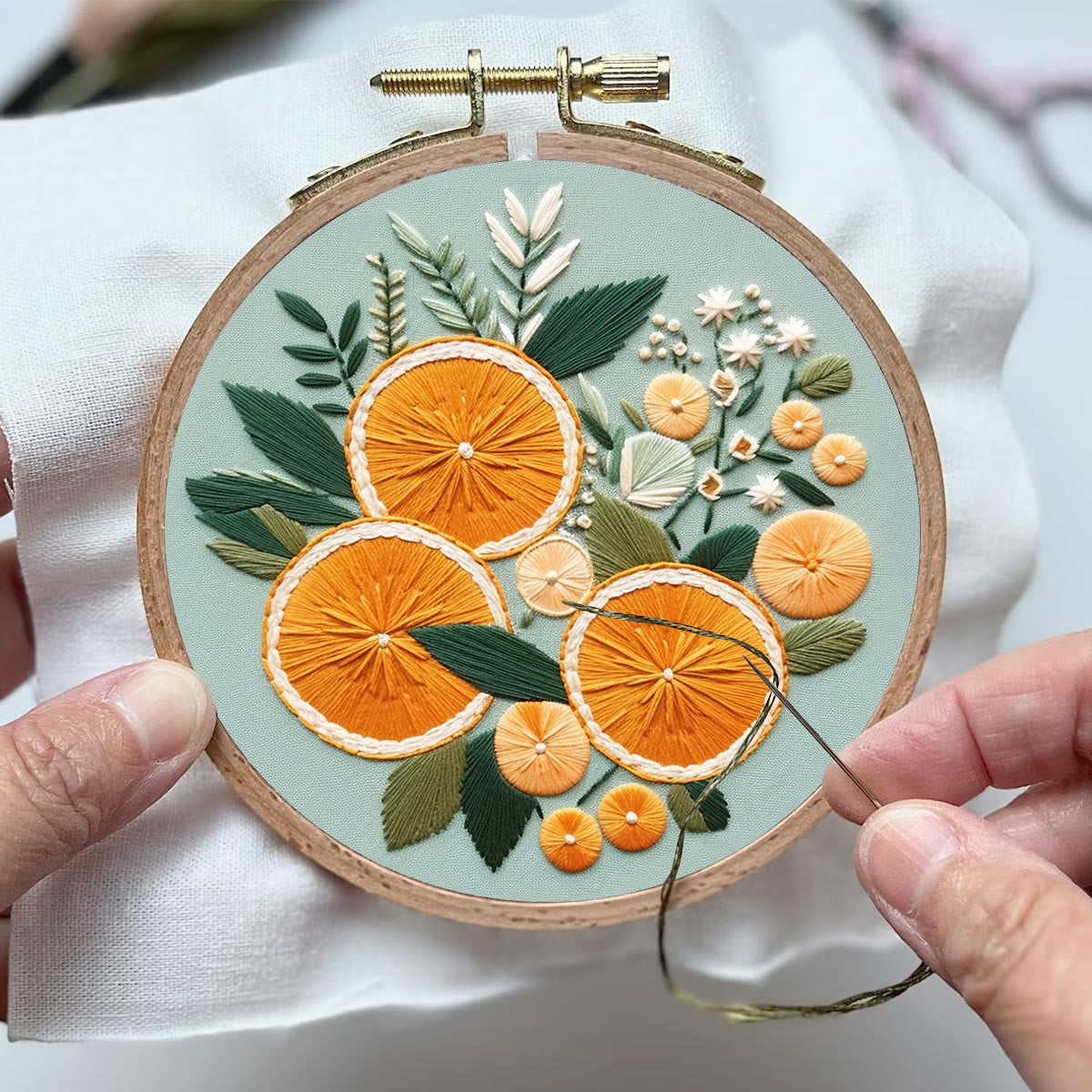 Rubbyoo Embroidery Kit- Oranges