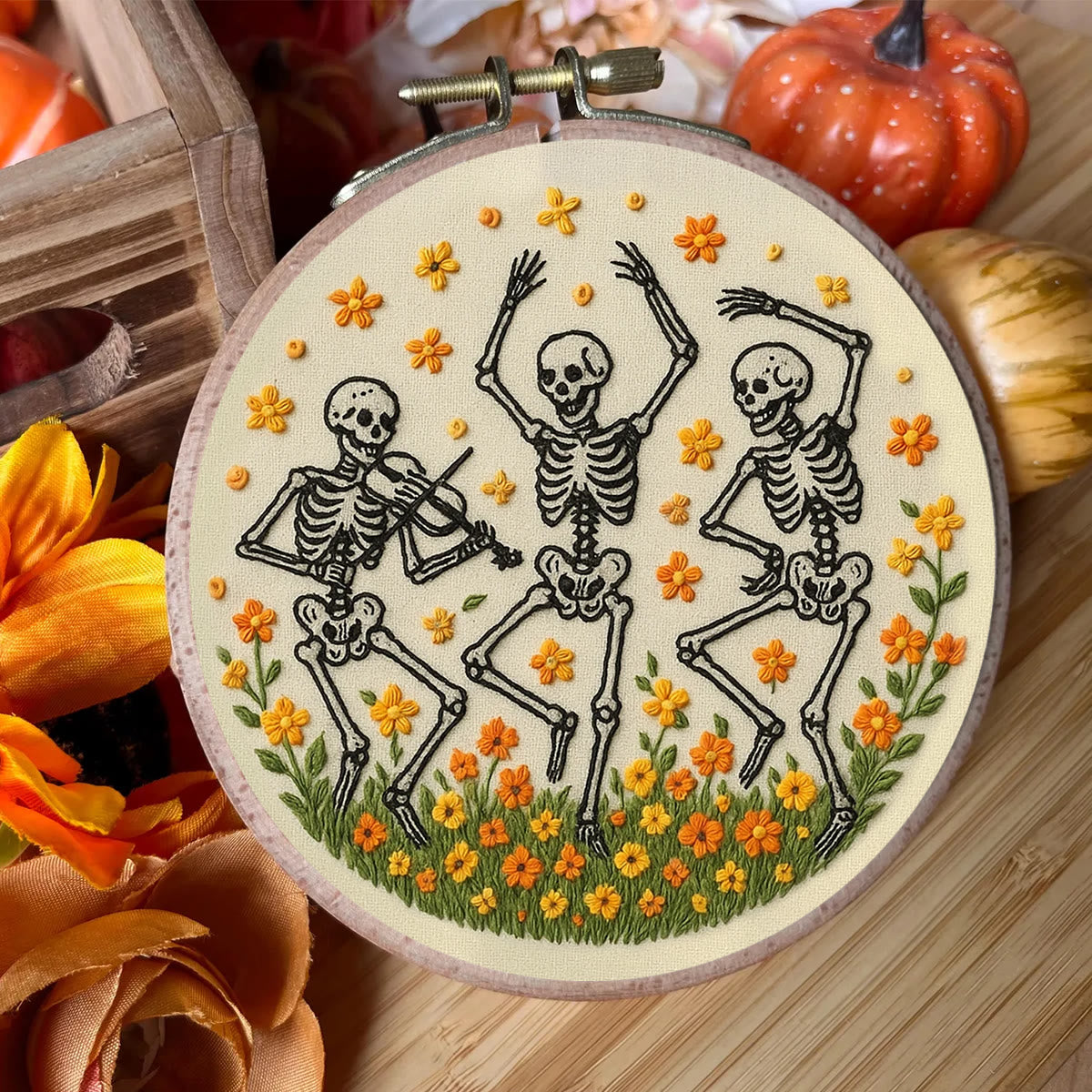 Rubbyoo Embroidery Kit - Spooky Skeleton |  Diy Halloween Needlework