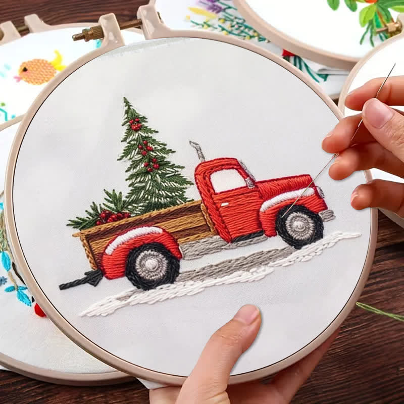 Rubbyoo Embroidery Kit - Red Truck Christmas
