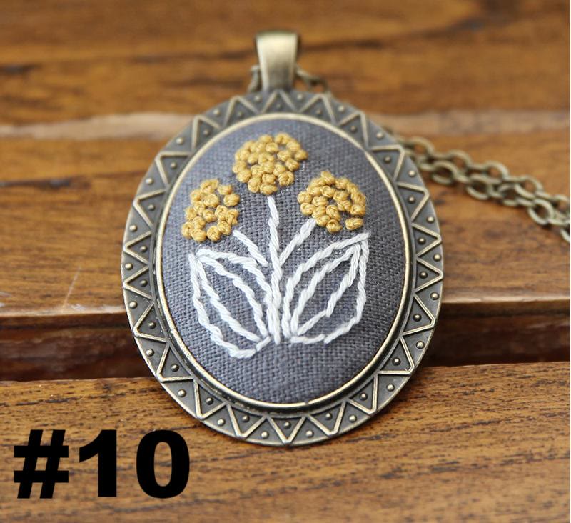 Embroidery Necklace Kits | Creative Stitching Ornament | Hand Embroidered Flower Pendant | Gifts For Her