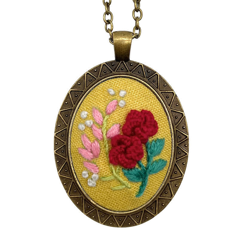 Hand Embroidered Pendant Necklace