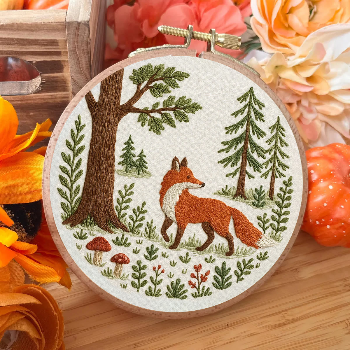 Rubbyoo Embroidery Kit - Woodland Fox | Handmade Animal Craft