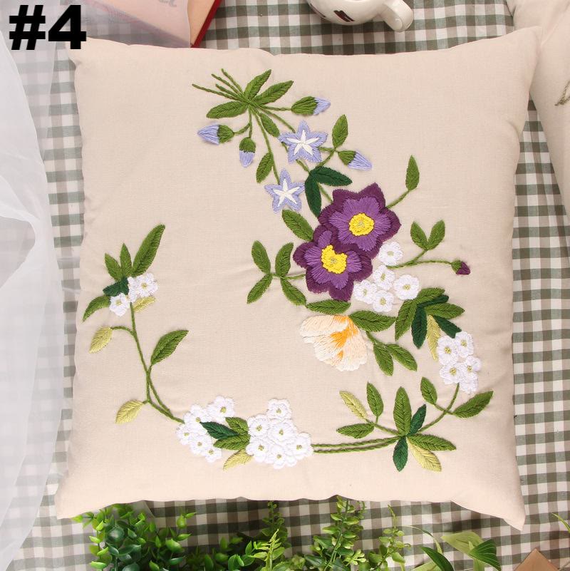 Embroidered  Pillow Case Kits  | Diy Craft Enthusiasts Gift |  Beautiful Floral Needlecrafts